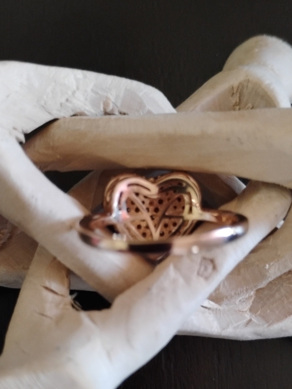 Natural Champagne Diamond Heart Ring In Rose Gold Vermeil Over 925 Silver - Picture 7 of 7
